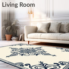 Ornate Floral Symmetry Design Rug