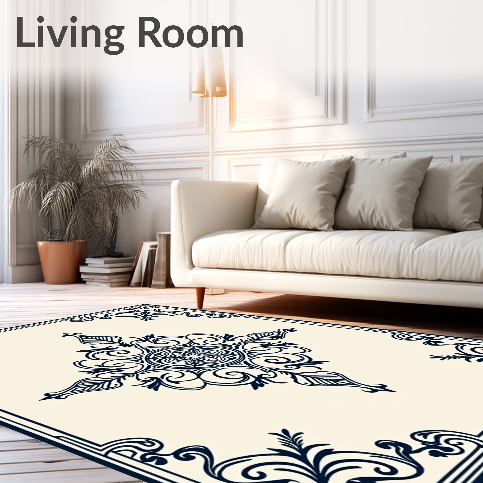 Ornate Floral Symmetry Design Rug