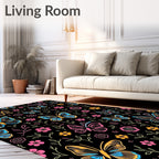Whimsical Butterflies and Flowers Pattern Rug