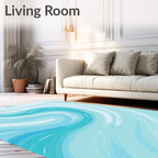 Abstract Aqua Swirl Pattern Rug