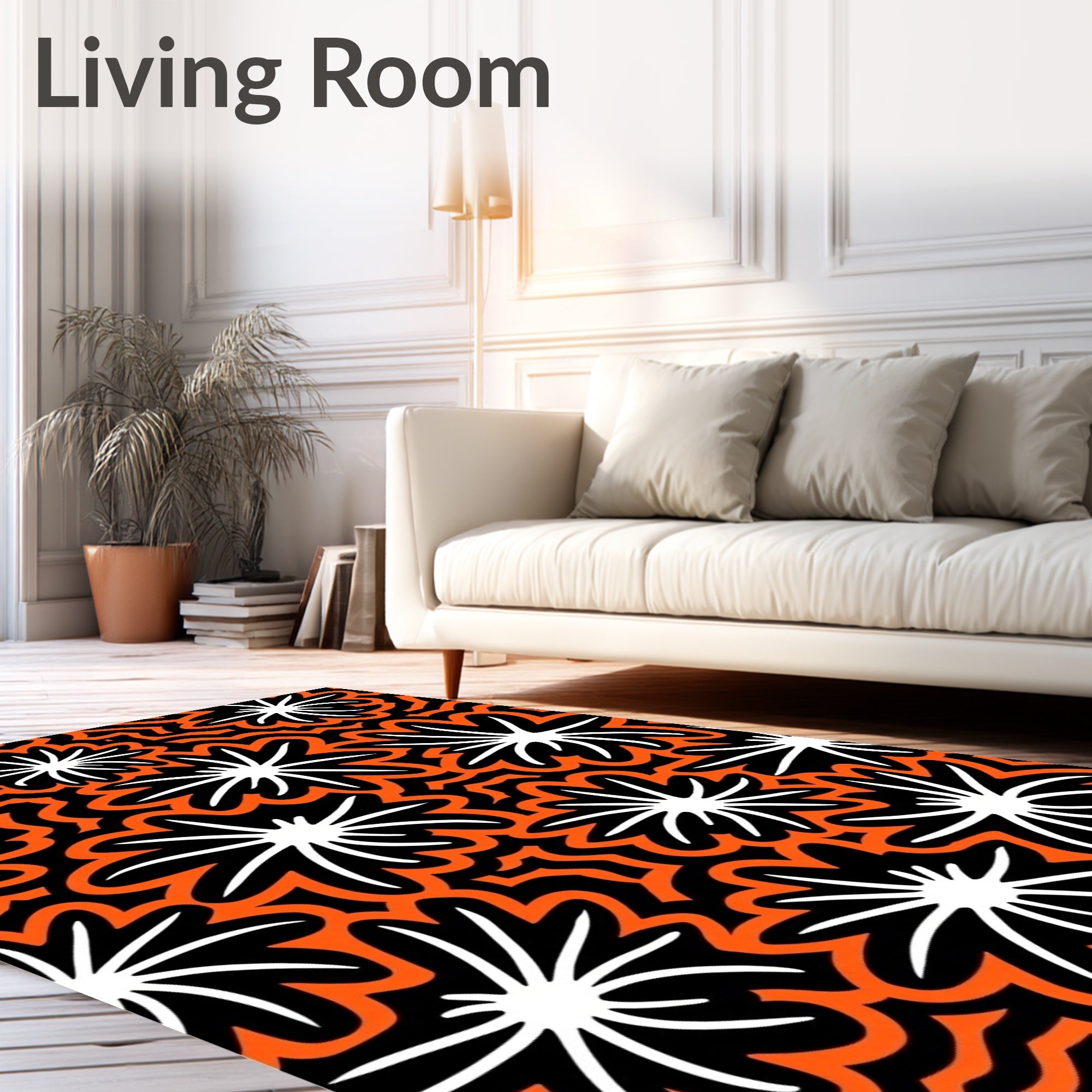 Bold Starburst Floral Pattern Rug