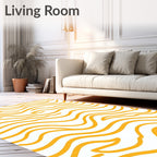 Abstract Wavy Orange Lines Rug