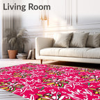 Whimsical Floral Script Pattern Rug