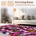 Vibrant Pink Yellow Symmetry Abstract Design Rug