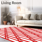 Bold Red Diagonal Stripe Rug