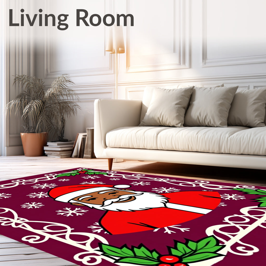 Festive Santa Holly Snowflake Pattern Rug
