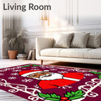 Festive Santa Holly Snowflake Pattern Rug