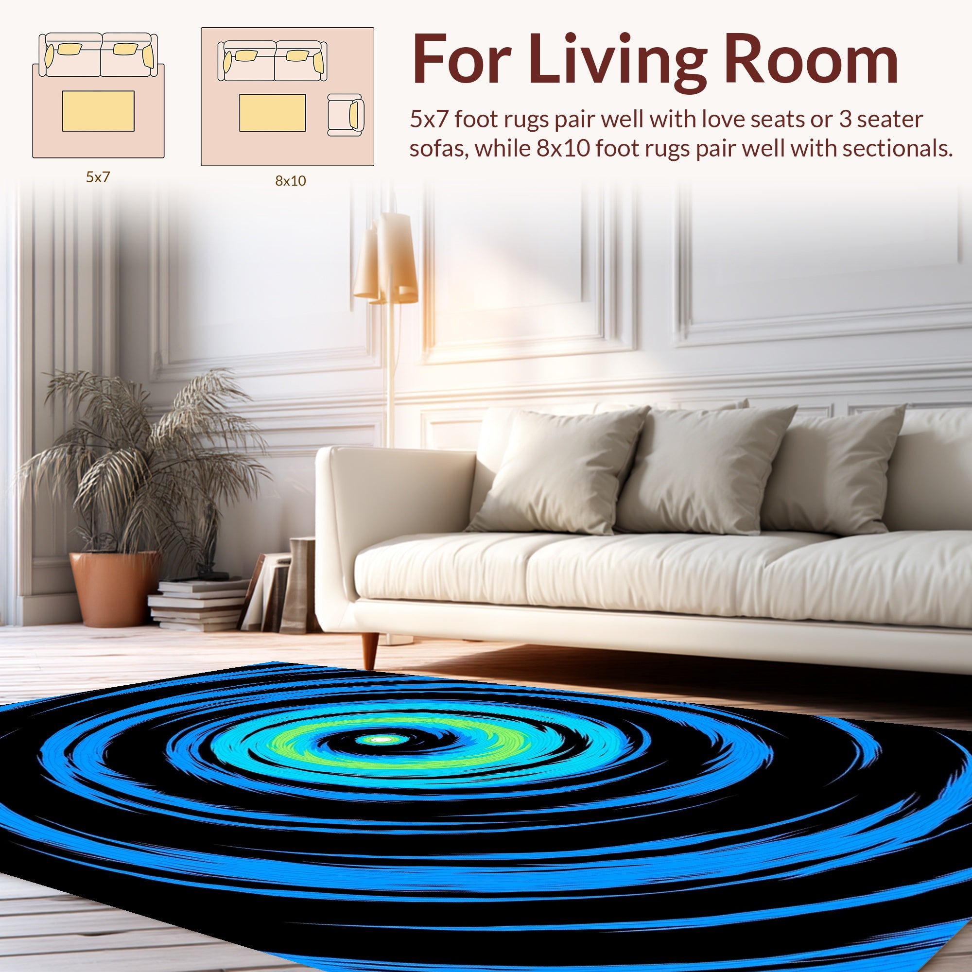 Abstract Blue Green Swirl Pattern Rug