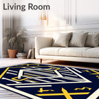 Art Deco Geometric Sunburst Design Rug