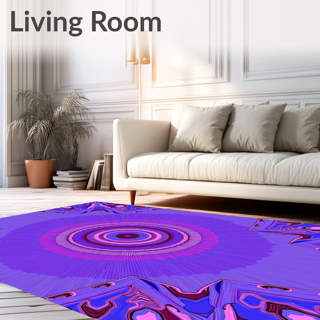 Vibrant Purple Geometric Kaleidoscope Pattern Rug