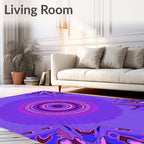 Vibrant Purple Geometric Kaleidoscope Pattern Rug