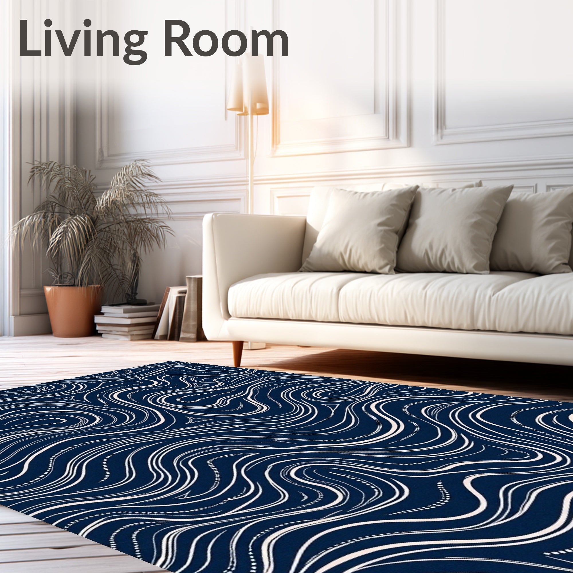 Abstract Swirls And Dot Pattern Rug