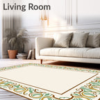 Art Nouveau Floral Swirl Border Rug