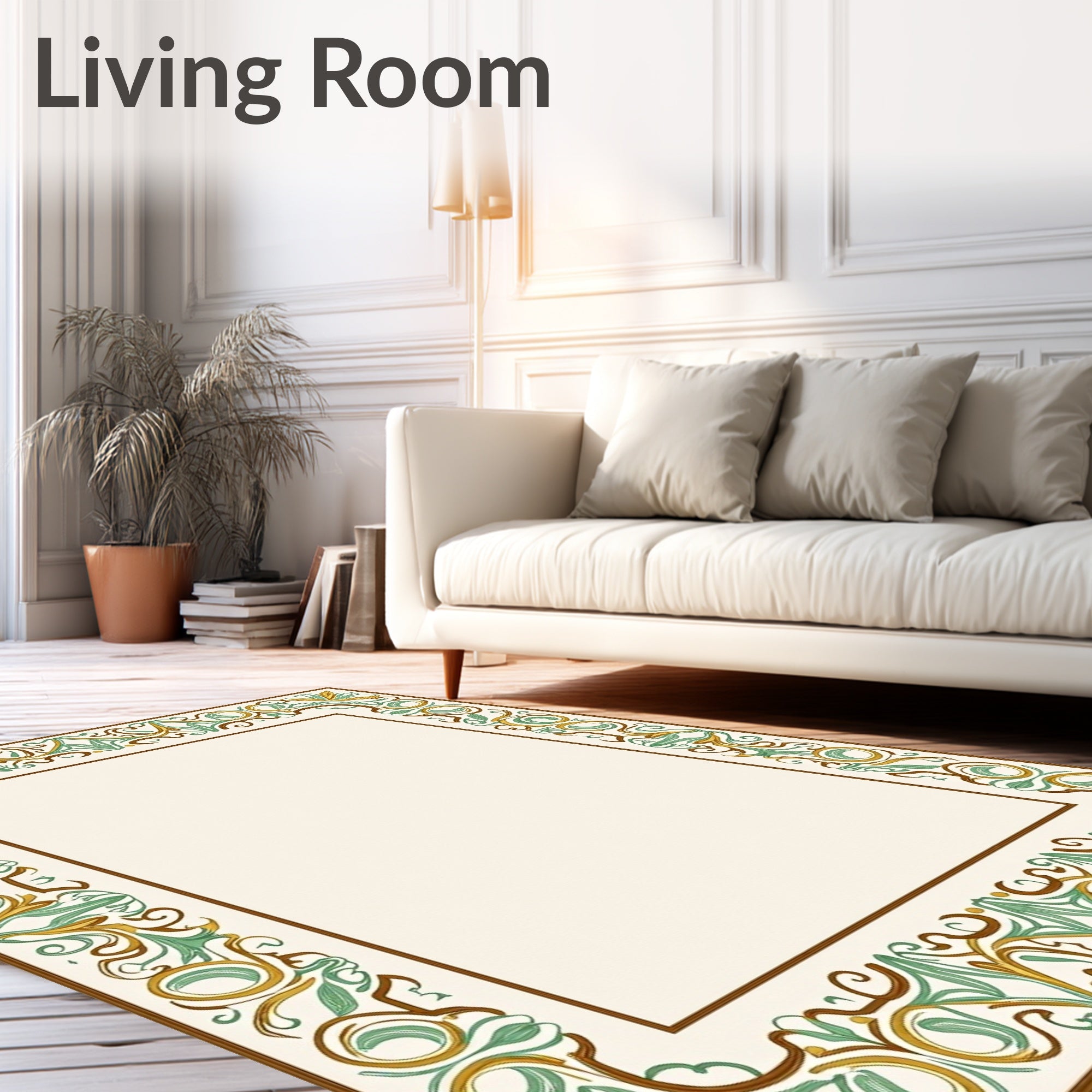 Art Nouveau Floral Swirl Border Rug