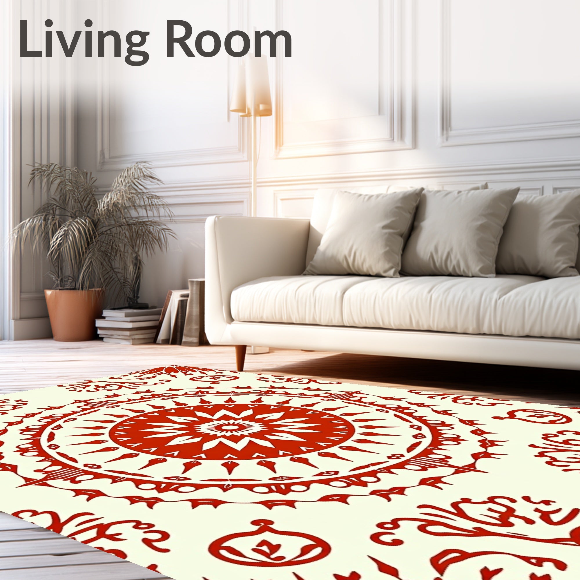 Intricate Red Mandala Pattern Rug