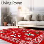 Joyful Snowmen Snowflake Border Design Rug