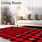 Classic Red Black Plaid Festive Pattern Rug