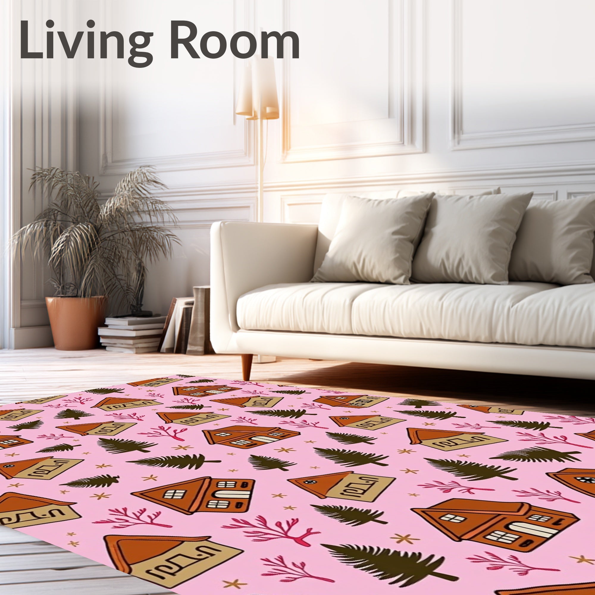 Cozy Cabin Pink Woodland Cottage Repeat Rug