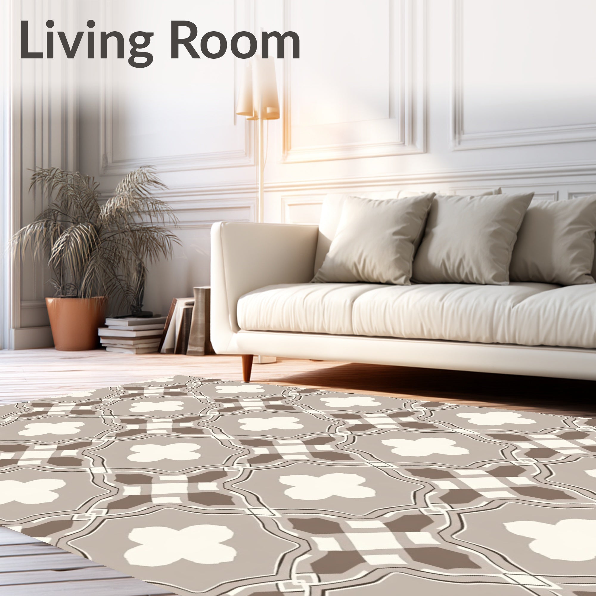Geometric Quatrefoil And Diamond Pattern Rug
