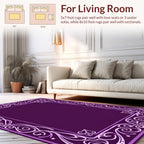 Elegant Purple Floral Scrollwork Rug