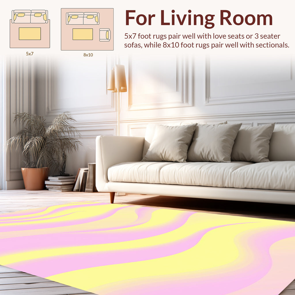 Pink Yellow Wavy Gradient Rug