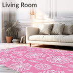 Pink Snowflake Mandala Design Rug