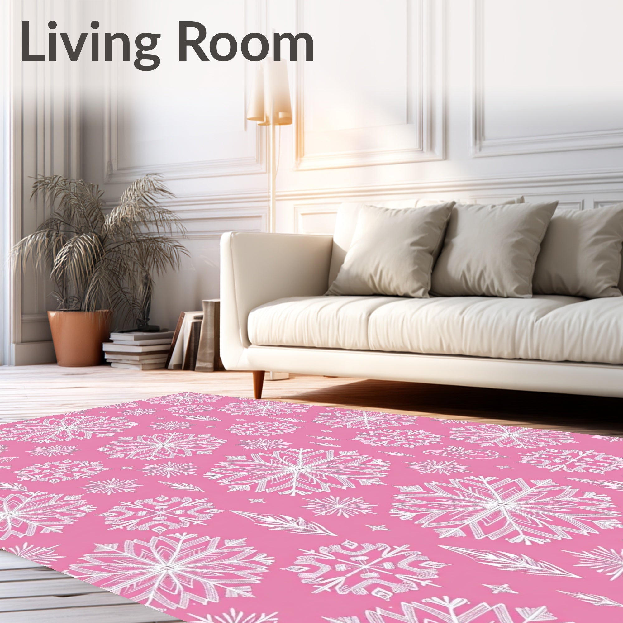 Pink Snowflake Mandala Design Rug
