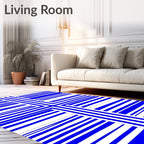 Bold Blue And White Stripe Design Rug