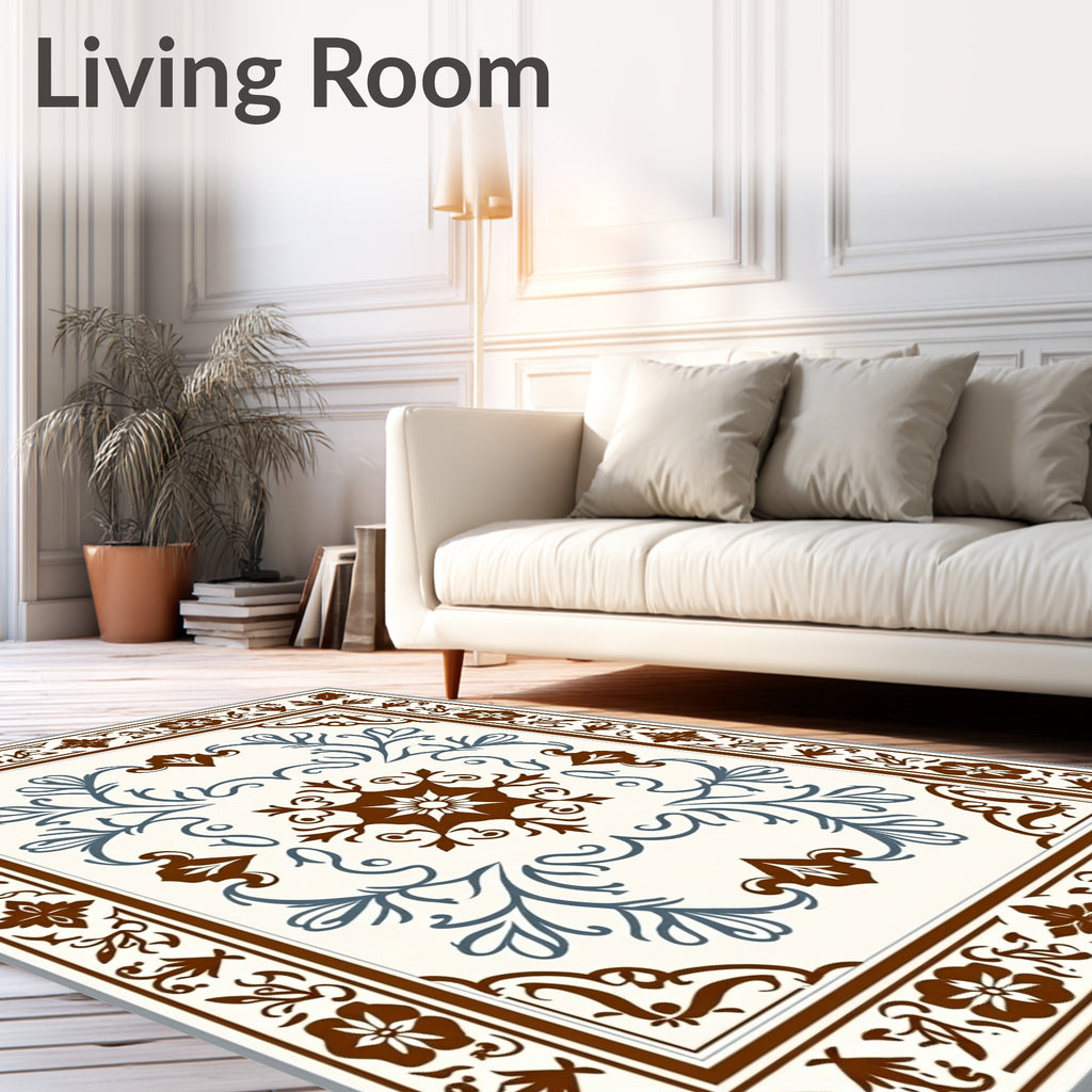 Contempory Floral Scrollwork Design Rug