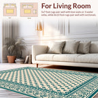 Damask Floral Patterned Teal Rug