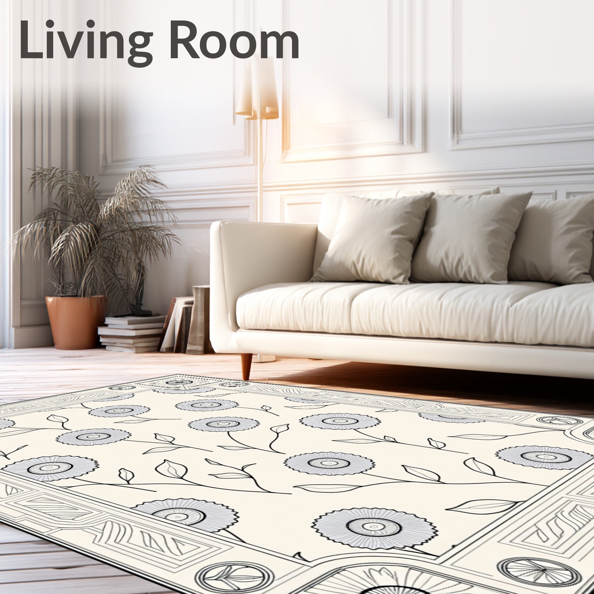 Delicate Floral Art Deco Pattern Rug