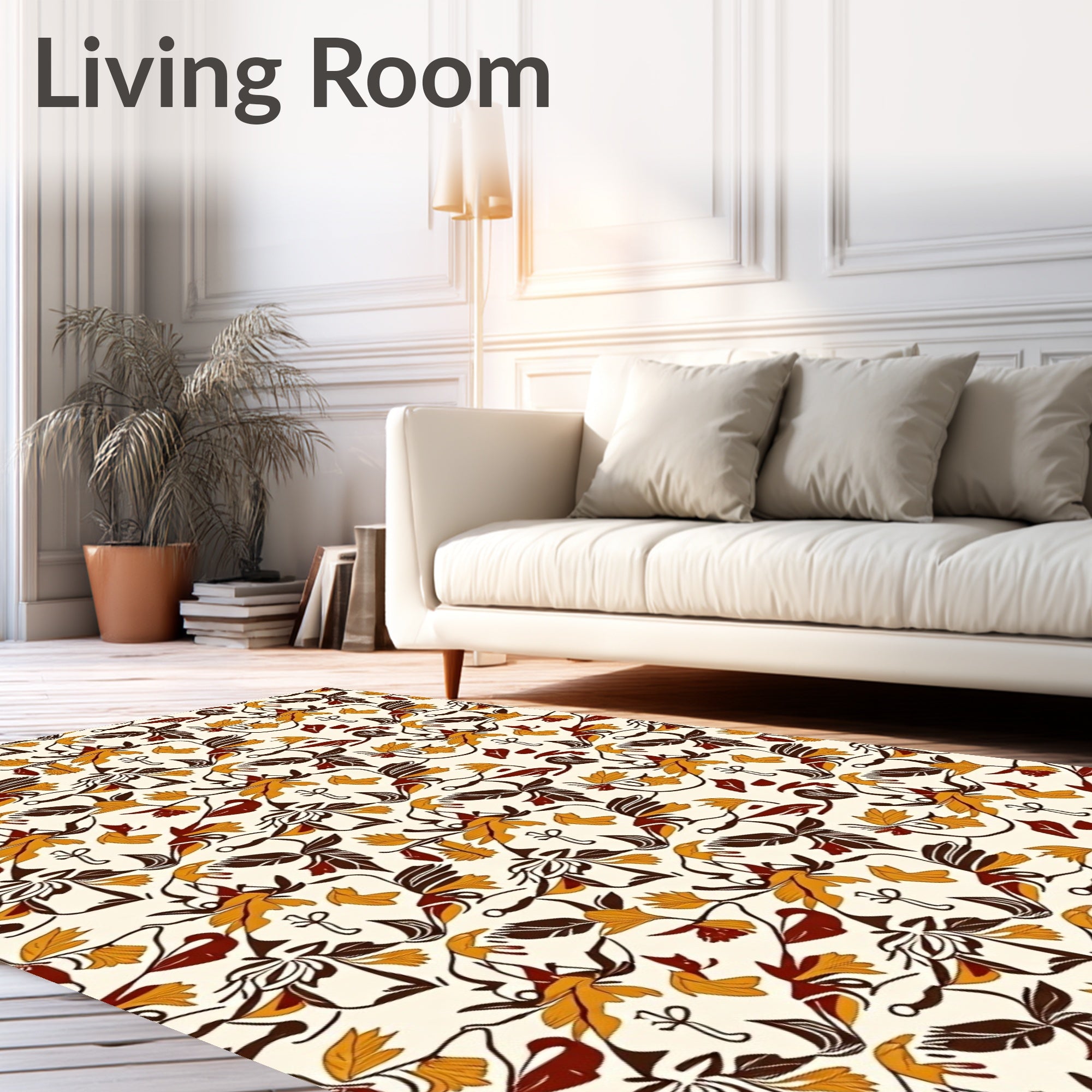 Bold Autumn Floral Vine Pattern Rug
