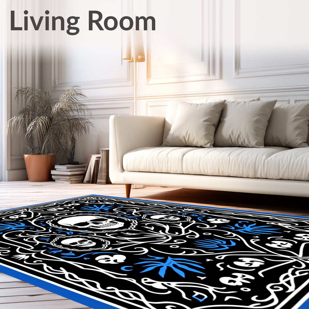 Gothic Skull Floral Pattern Rug