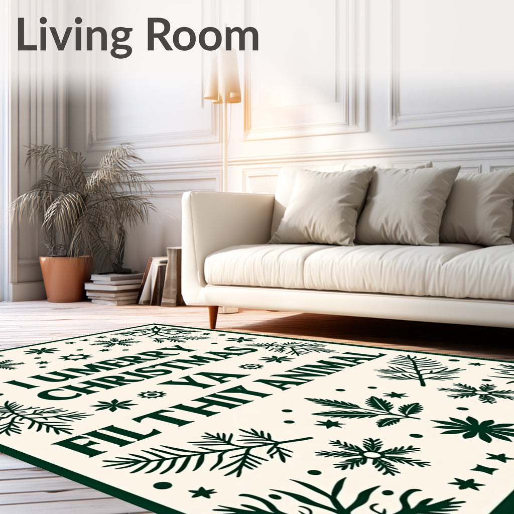 Dark Green Festive Foliage Holiday Rug