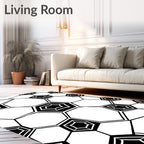Black White Geometric Shape Pattern Rug