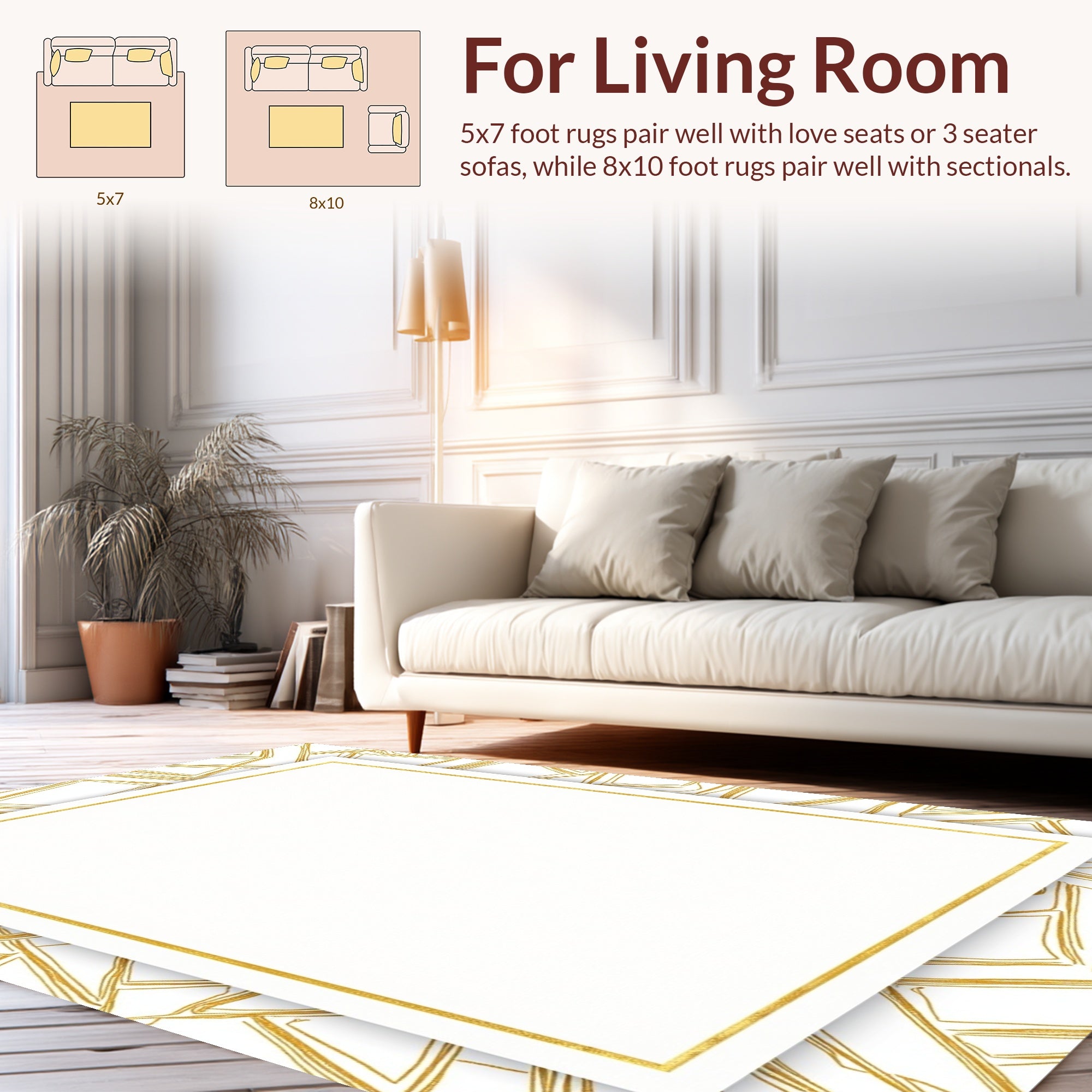 Gold Geometric Abstract Pattern Rug
