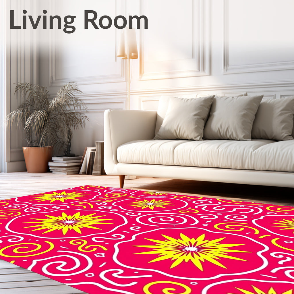 Bright Sunburst Swirls Pattern Rug