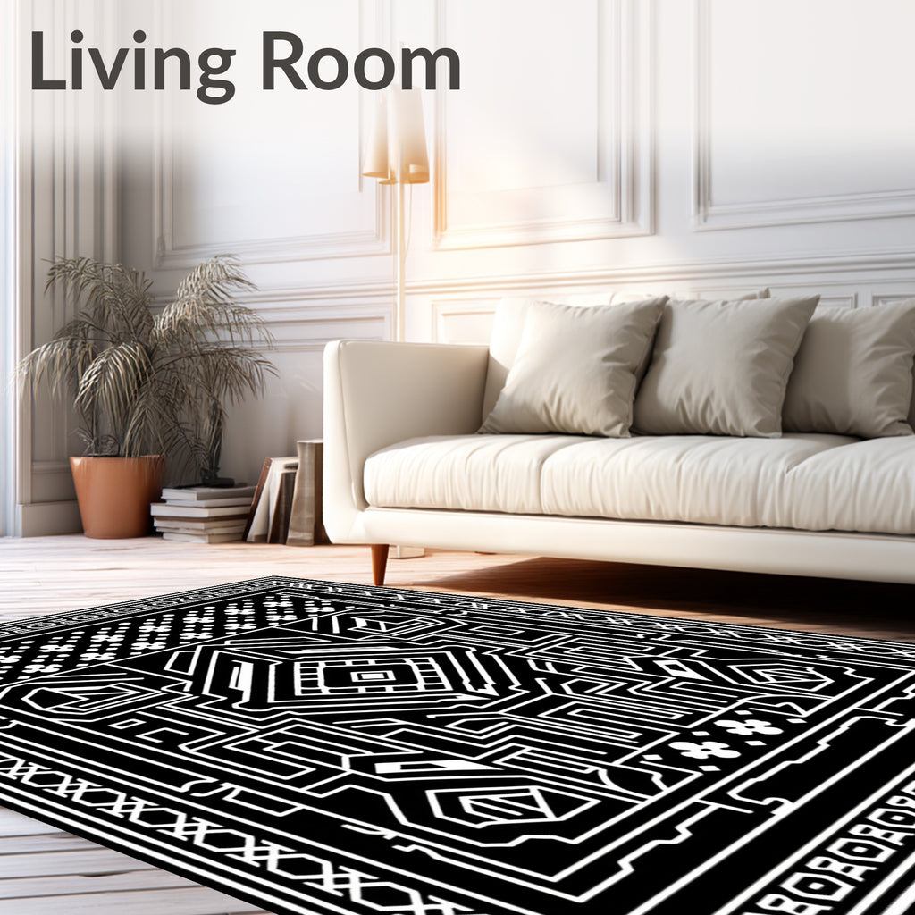 Bold Geometric Maze Pattern Rug