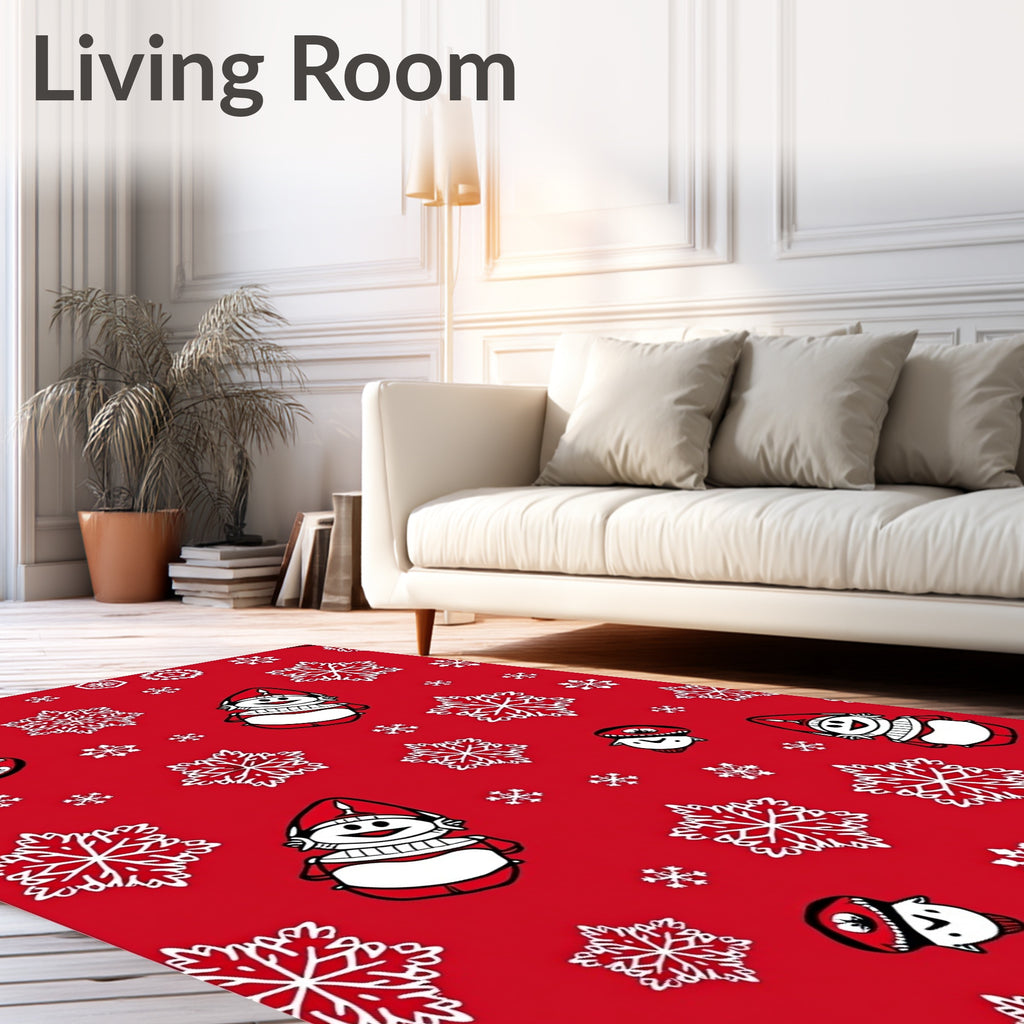 Charming Snowman Snowflake Pattern Design Rug