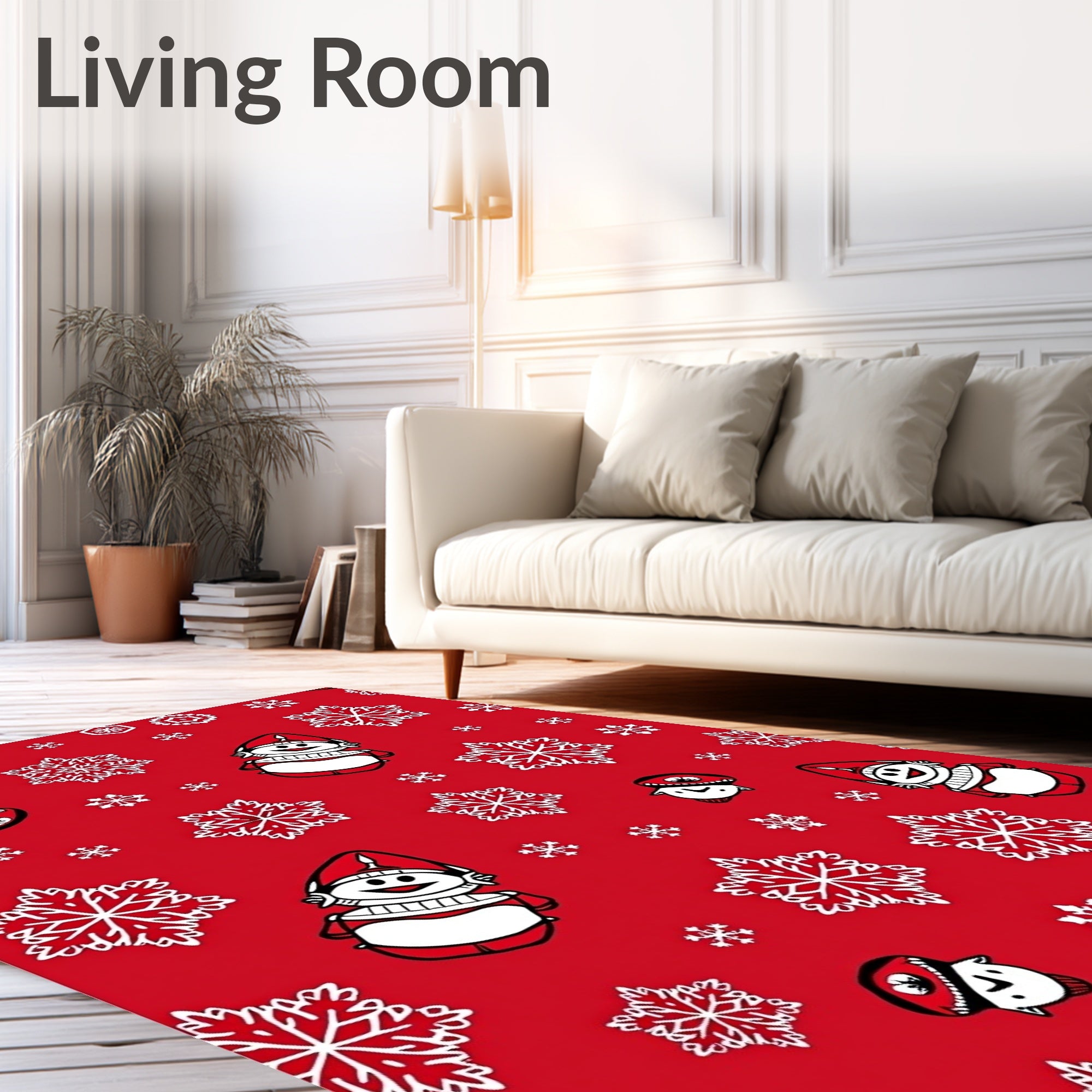 Charming Snowman Snowflake Pattern Design Rug