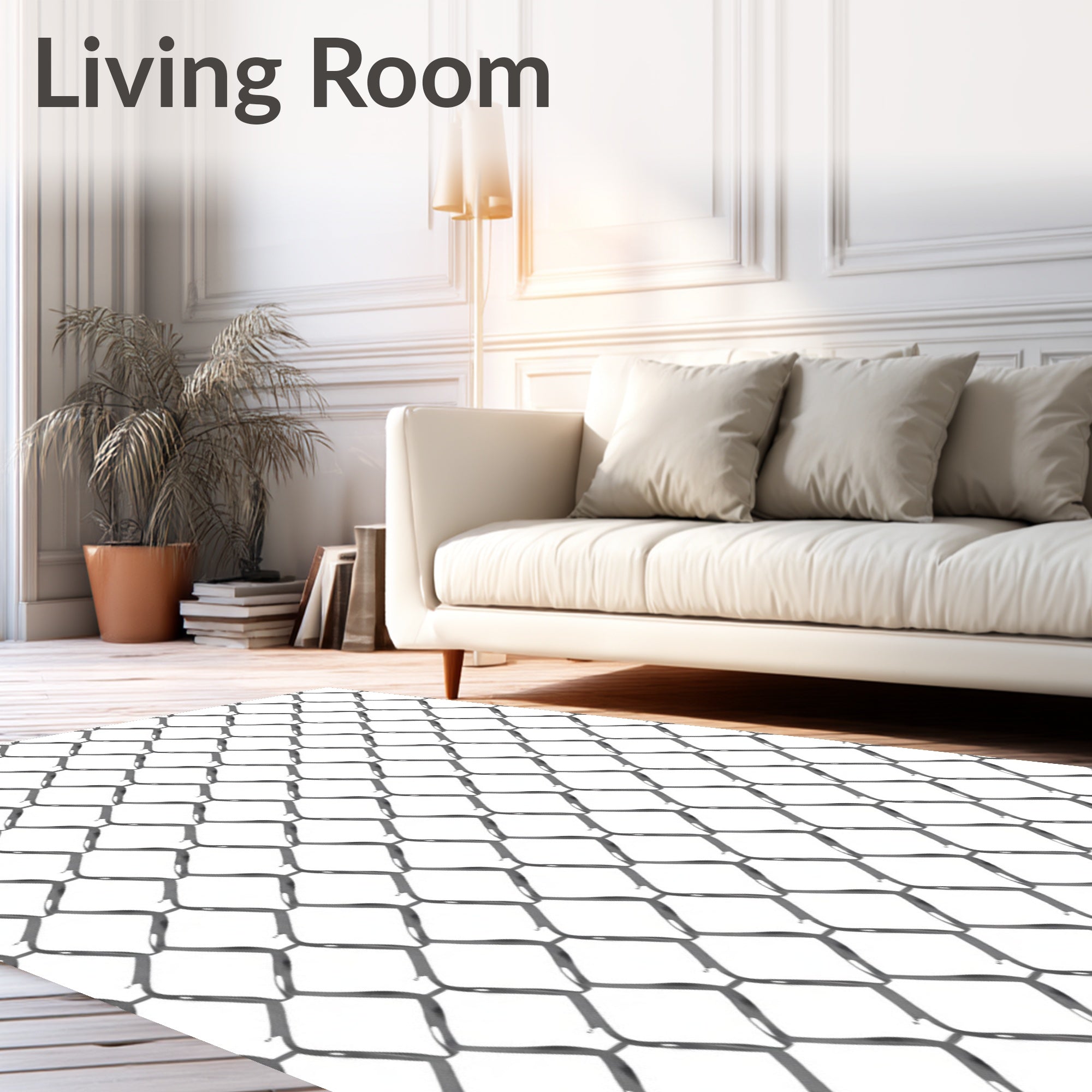 Grey Diamond Chain Link Pattern Rug