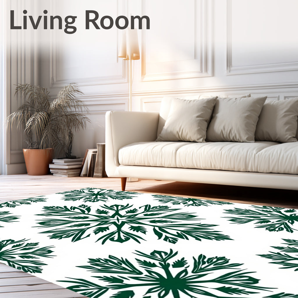 Dark Green Floral Damask Patterns Rug