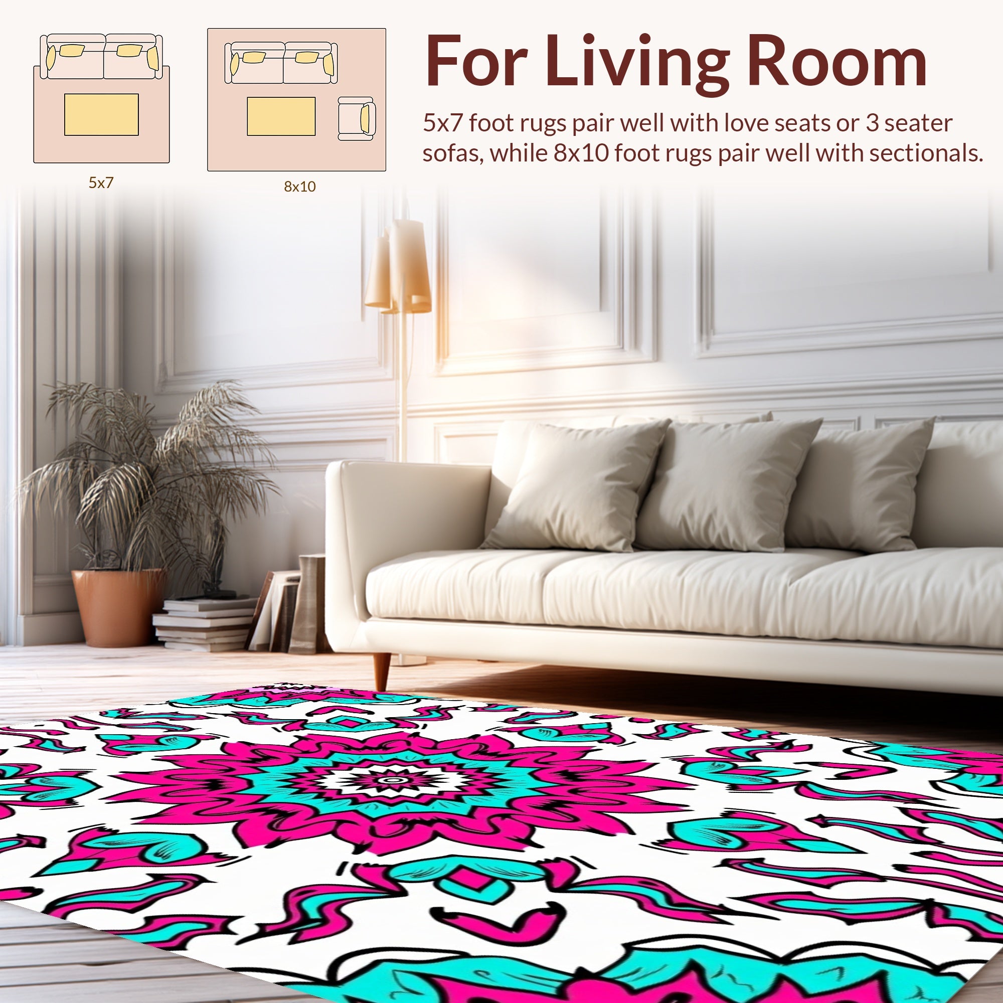 Vibrant Mandala Floral Pattern Design Rug