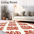 Classic Red Ornate Damask Pattern Rug