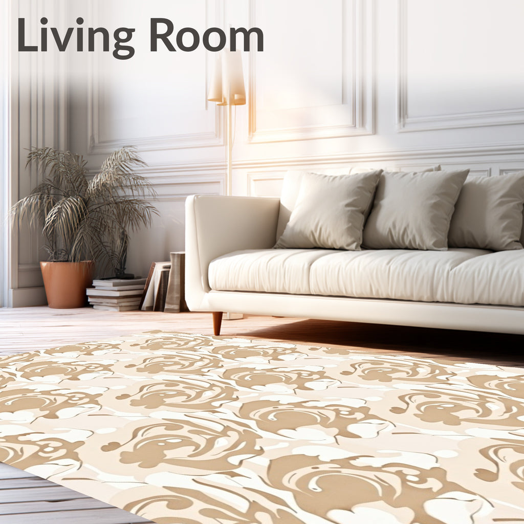 Nude Floral Swirl Pattern Design Rug