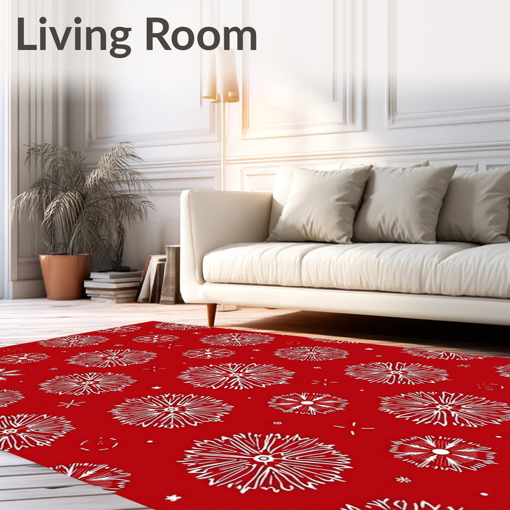 Winter Snowflake Folk Art Rug