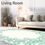 Ornate Floral Swirls Mint Pattern Rug