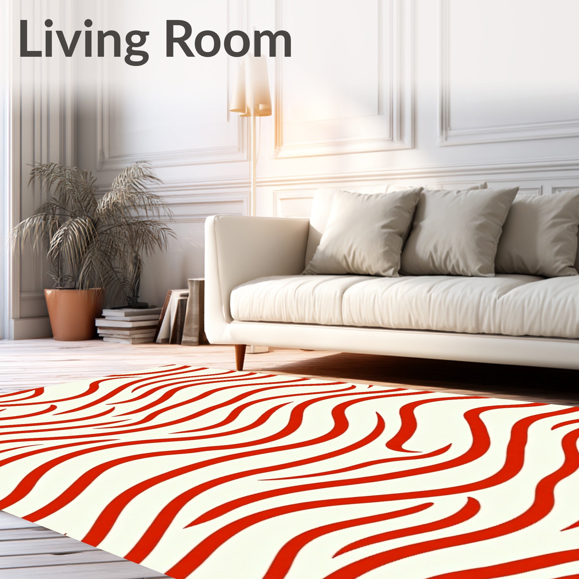 Bold Red Stripe Wave Pattern Rug