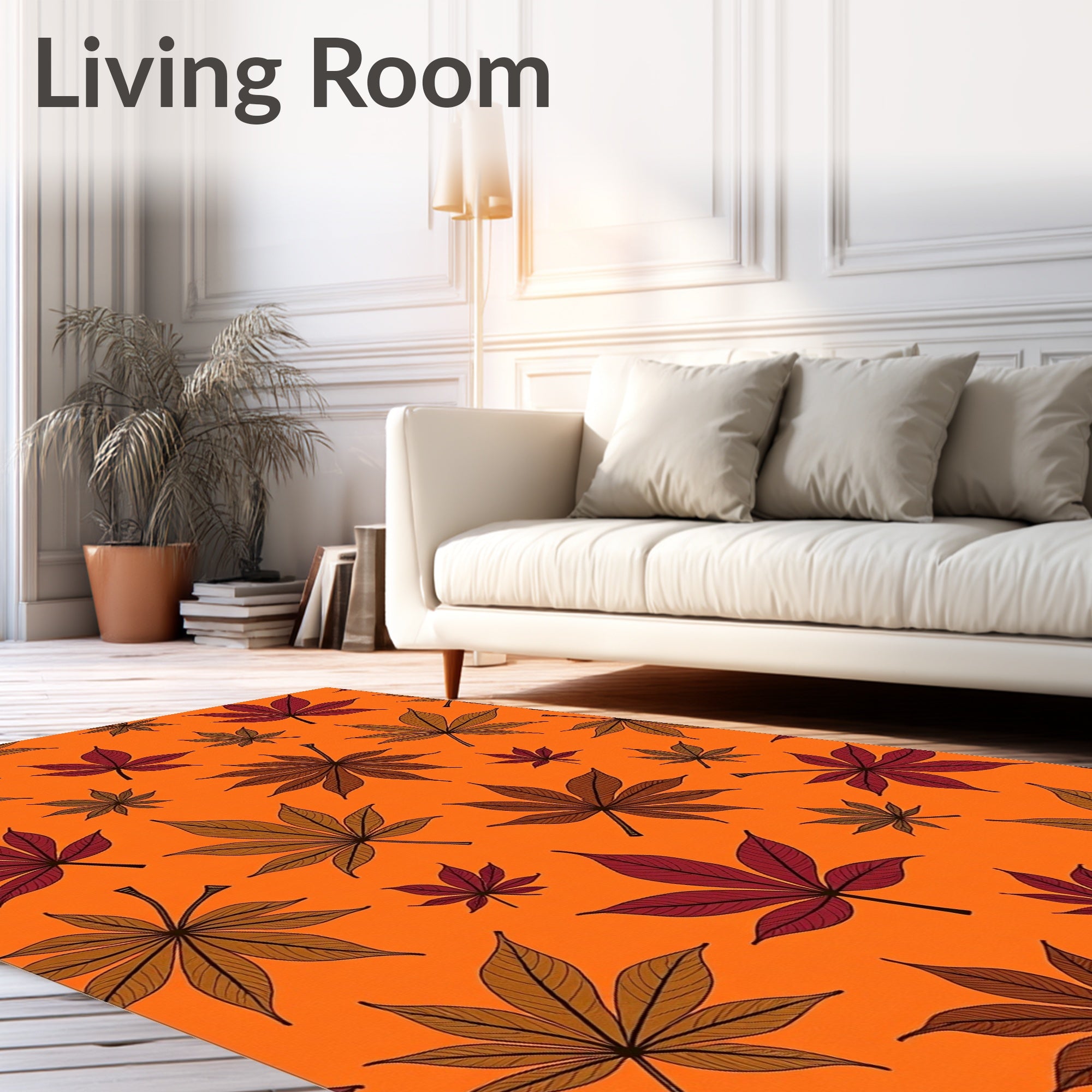 Autumn Leaf Patterned Design Rug