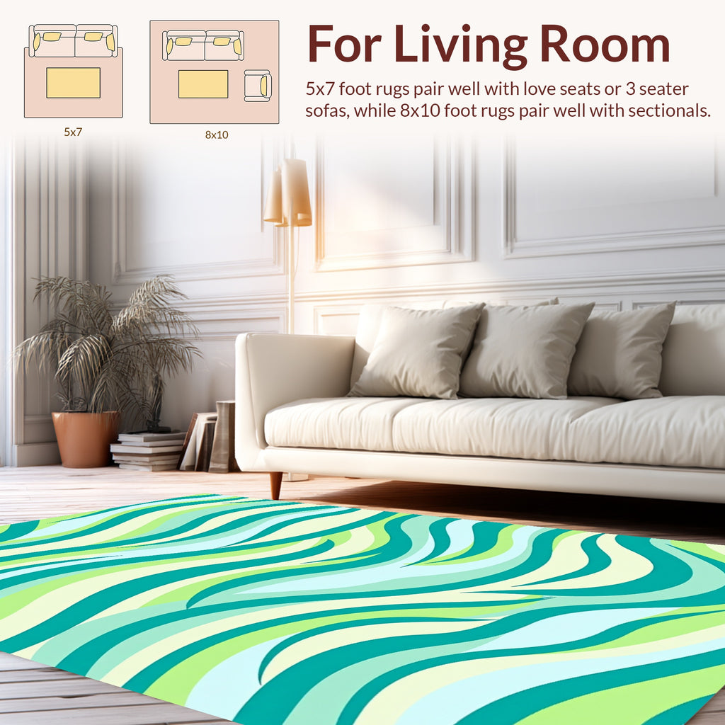 Cool Tone Abstract Waves Rug